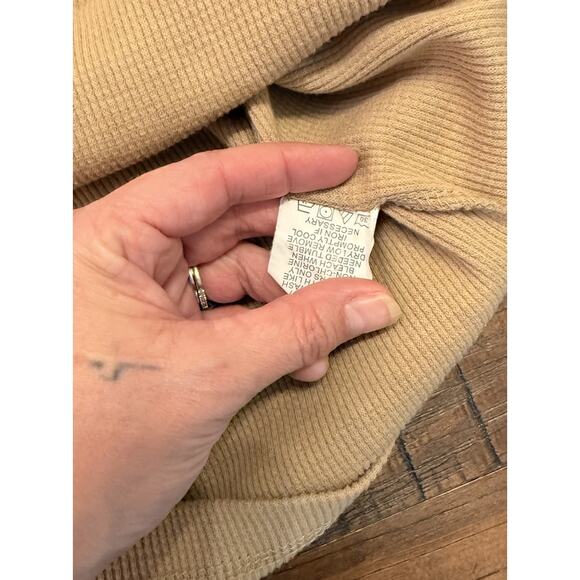 American Worker Shirt Mens XL Tan Thermal Waffle Knit Camo Trim Long Sleeve - Picture 4 of 9